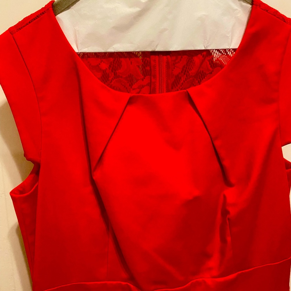 Red cocktail dress with lace back